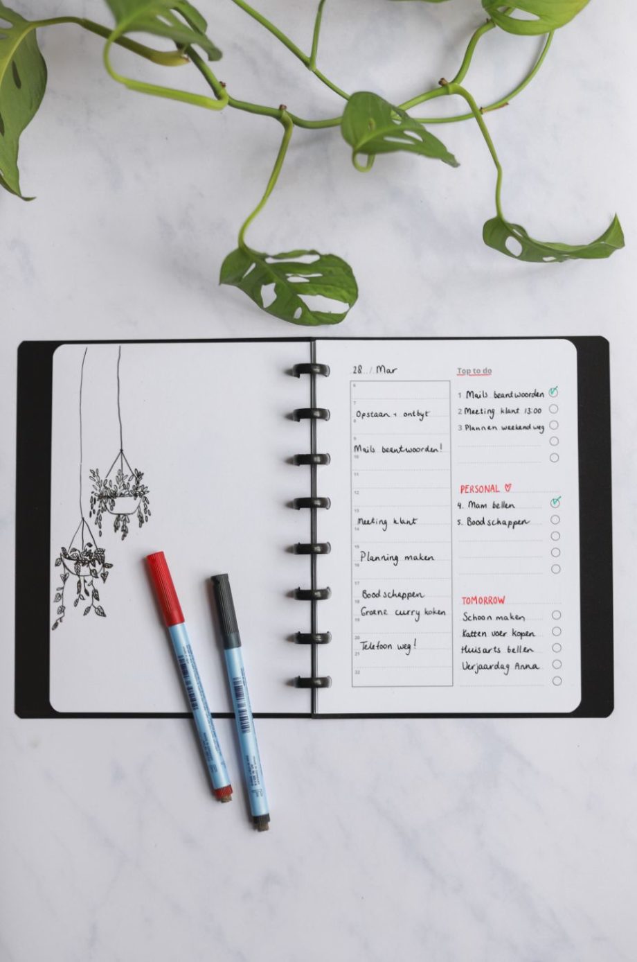 Asoki Planner with erasable whiteboard daily planner page