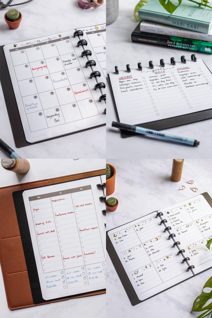 Erasable planner made of whiteboard paper
