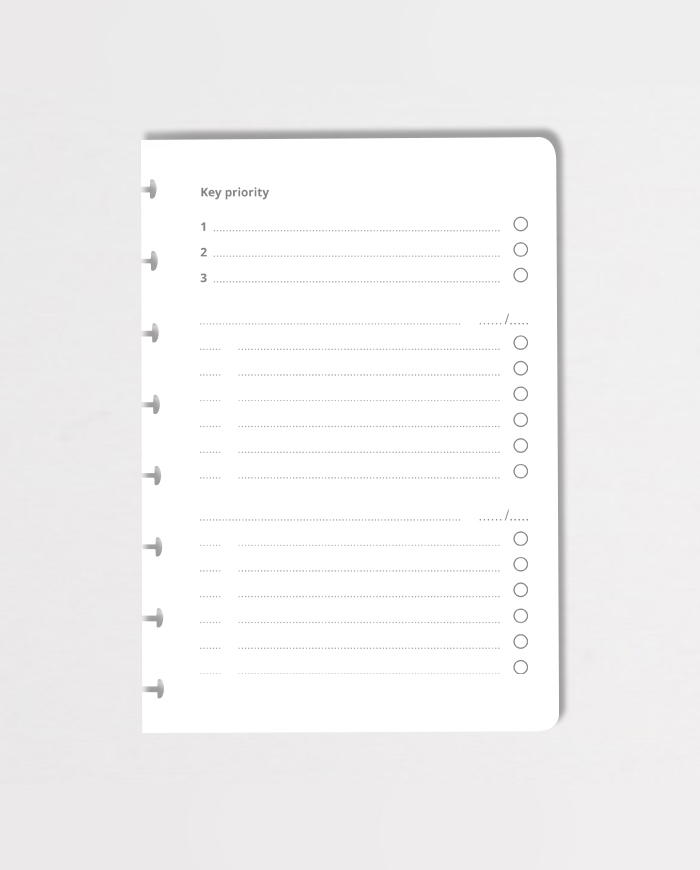 A5 to-do list priority on grey background