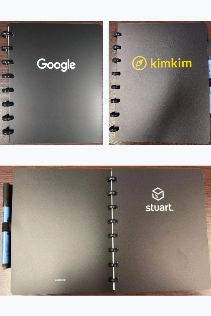 Custom printed erasable notebooks with white logo