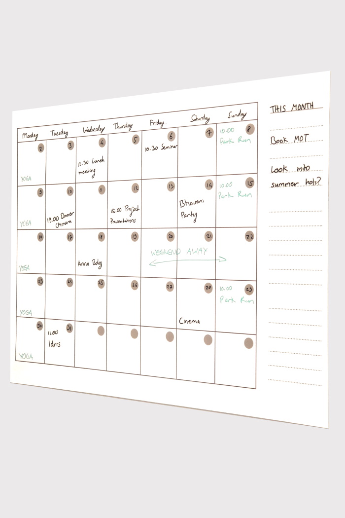Aufklebbarer Whiteboard Kalender
